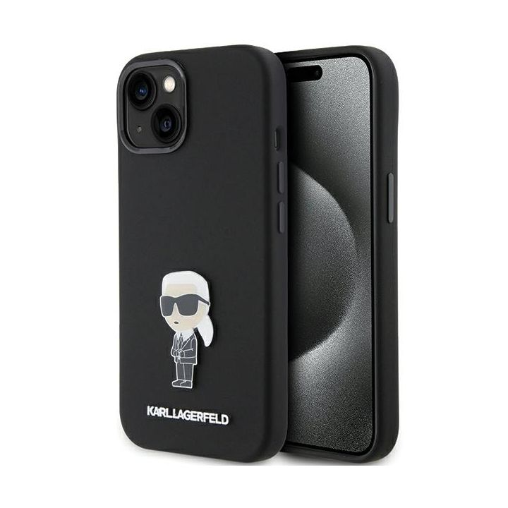 Karl Lagerfeld KLHCP15MSMHKNPK iPhone 15 Plus / 14 Plus 6.7" czarny/black Silicone Ikonik Metal Pin na NearMe.pl