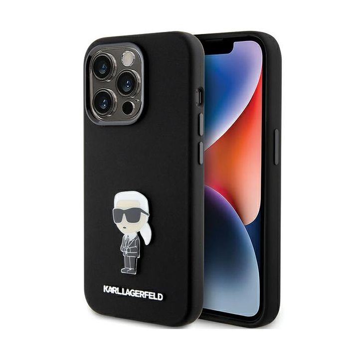 Karl Lagerfeld KLHCP15XSMHKNPK iPhone 15 Pro Max 6.7" czarny/black Silicone Ikonik Metal Pin na NearMe.pl
