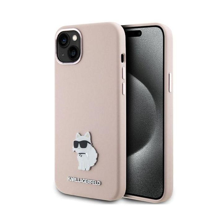 Karl Lagerfeld KLHCP15SSMHCNPP iPhone 15 / 14 / 13 6.1" różowy/pink Silicone Choupette Metal Pin na NearMe.pl