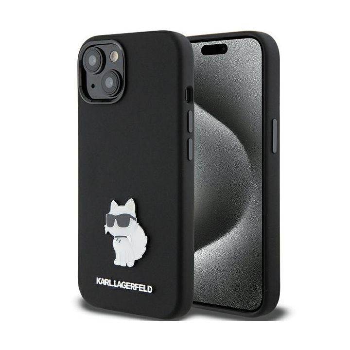 Karl Lagerfeld KLHCP15SSMHCNPK iPhone 15 / 14 / 13 6.1" czarny/black Silicone Choupette Metal Pin na NearMe.pl