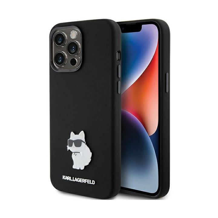 Karl Lagerfeld KLHCP15LSMHCNPK iPhone 15 Pro 6.1" czarny/black Silicone Choupette Metal Pin na NearMe.pl