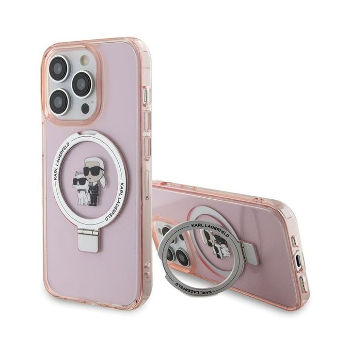Karl Lagerfeld KLHMP15LHMRSKCP iPhone 15 Pro 6.1" różowy/pink hardcase Ring Stand Karl&Choupettte MagSafe na NearMe.pl