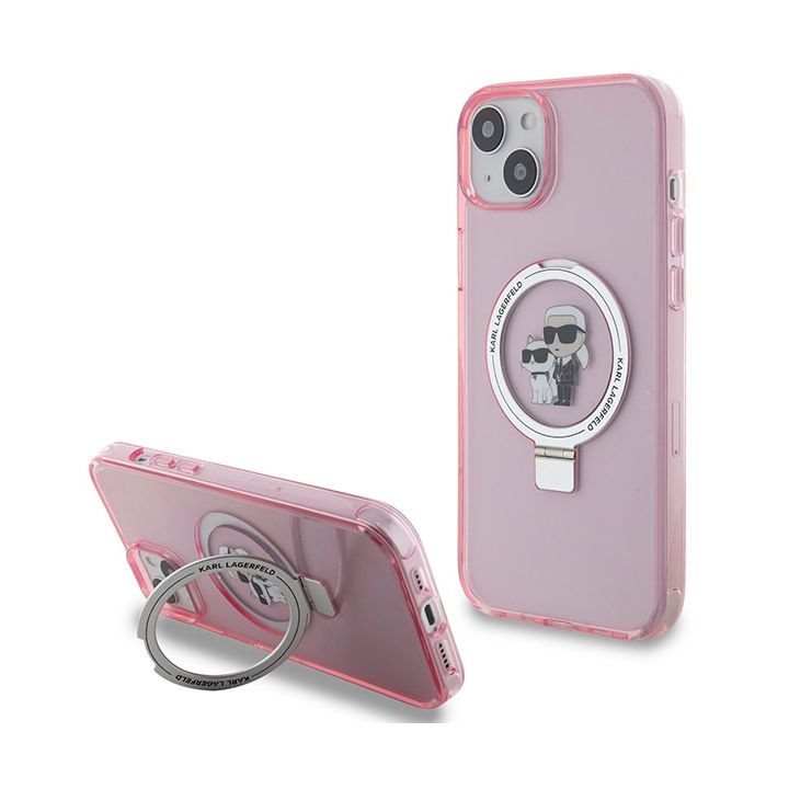 Karl Lagerfeld KLHMP15SHMRSKCP iPhone 15 / 14 / 13 6.1" różowy/pink hardcase Ring Stand Karl&Choupettte MagSafe na NearMe.pl