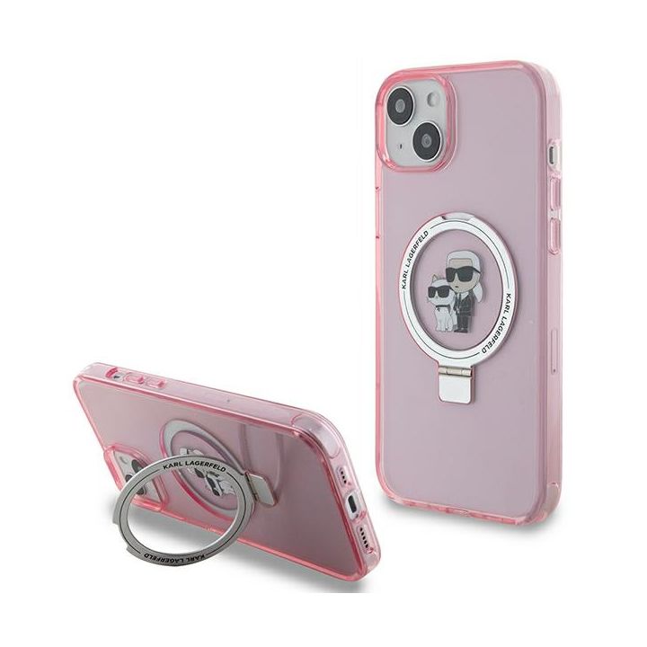 Karl Lagerfeld KLHMP15MHMRSKCP iPhone 15 Plus / 14 Plus 6.7" różowy/pink hardcase Ring Stand Karl&Choupettte MagSafe na NearMe.pl