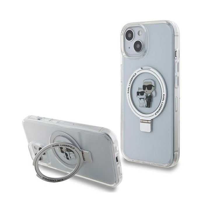 Karl Lagerfeld KLHMP15SHMRSKCH iPhone 15/ 14 / 13 6.1" biały/white hardcase Ring Stand Karl&Choupettte MagSafe na NearMe.pl
