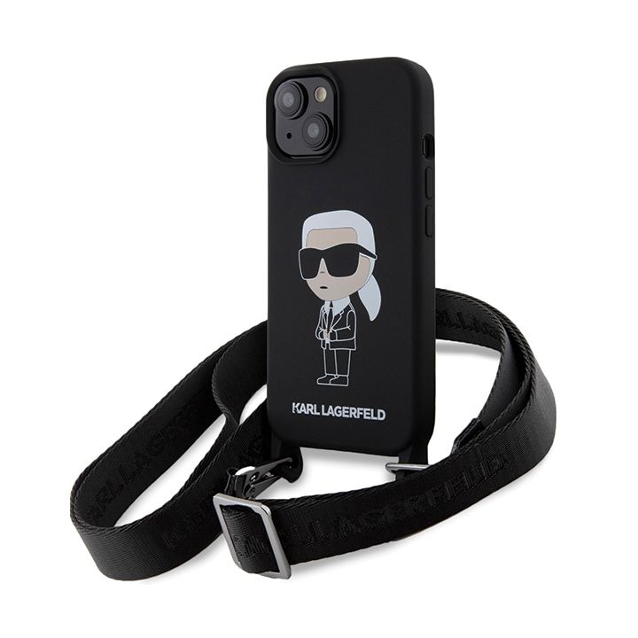 Karl Lagerfeld KLHCP15SSCBSKNK iPhone 15 / 14 / 13 6.1" hardcase czarny/black Crossbody Silicone Ikonik na NearMe.pl