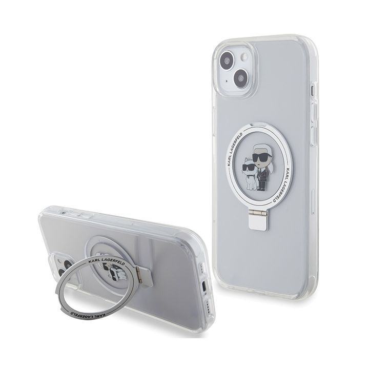 Karl Lagerfeld KLHMP15MHMRSKCH iPhone 15Plus / 14 Plus 6.7" biały/white hardcase Ring Stand Karl&Choupettte MagSafe na NearMe.pl