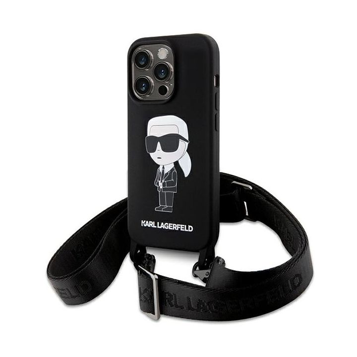 Karl Lagerfeld KLHCP15XSCBSKNK iPhone 15 Pro Max 6.7" hardcase czarny/black Crossbody Silicone Ikonik na NearMe.pl