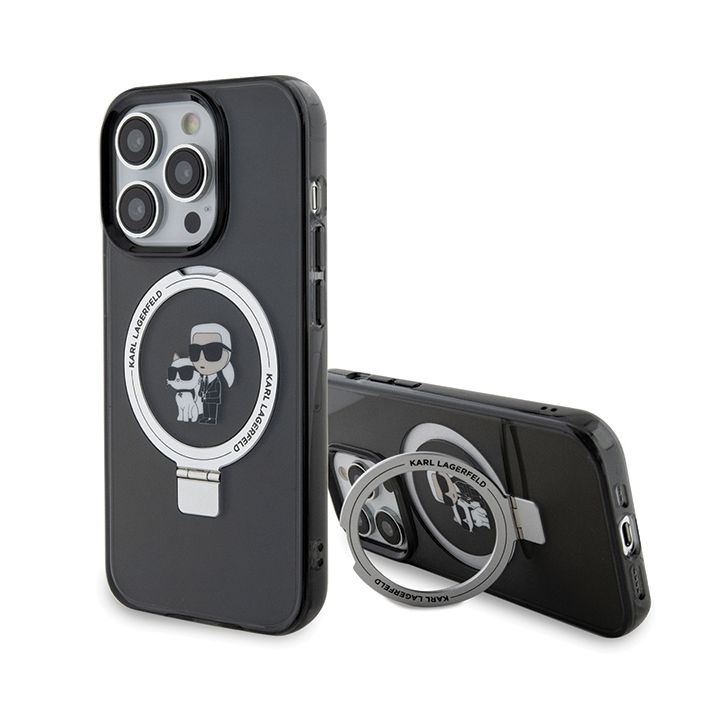 Karl Lagerfeld KLHMP13LHMRSKCK iPhone 13 Pro 6.1" czarny/black hardcase Ring Stand Karl&Choupettte MagSafe na NearMe.pl