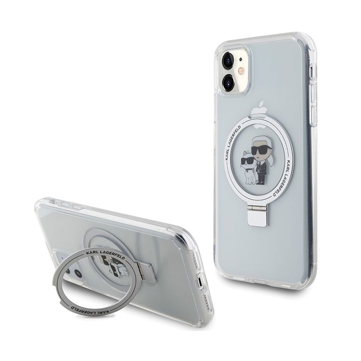 Karl Lagerfeld KLHMN61HMRSKCH iPhone 11 / Xr 6.1" biały/white hardcase Ring Stand Karl&Choupettte MagSafe na NearMe.pl