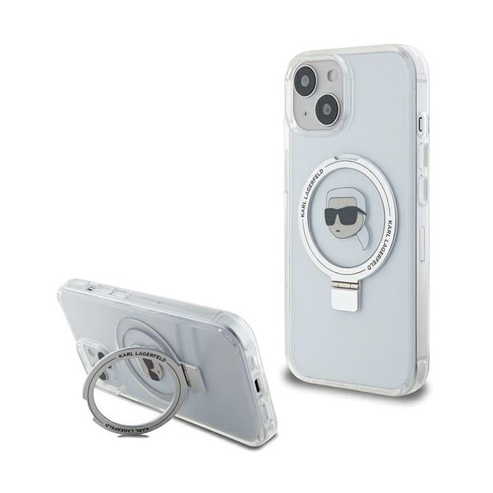 Karl Lagerfeld KLHMP15SHMRSKHH iPhone 15 / 14 / 13 6.1" biały/white hardcase Ring Stand Karl Head MagSafe na NearMe.pl