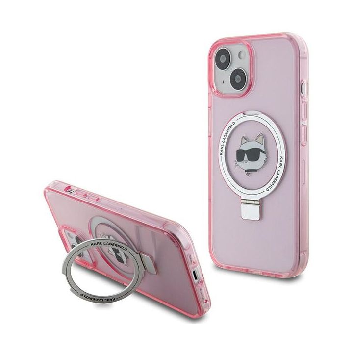 Karl Lagerfeld KLHMP15SHMRSCHP iPhone 15 / 14 / 13 6.1" różowy/pink hardcase Ring Stand Choupette Head MagSafe na NearMe.pl
