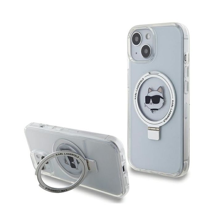 Karl Lagerfeld KLHMP15SHMRSCHH iPhone 15 / 14 / 13 6.1" biały/white hardcase Ring Stand Choupette Head MagSafe na NearMe.pl