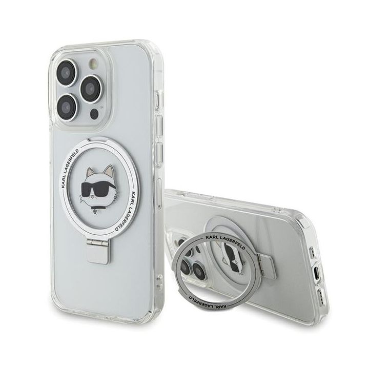 Karl Lagerfeld KLHMP15XHMRSCHH iPhone 15 Pro Max 6.7" biały/white hardcase Ring Stand Choupette Head MagSafe na NearMe.pl