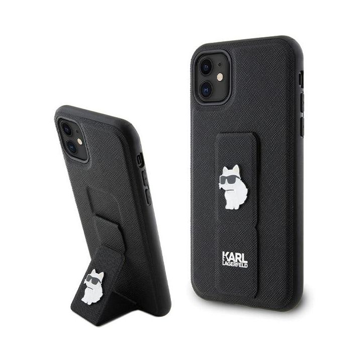 Karl Lagerfeld KLHCN61GSACHPK iPhone 11 / Xr 6.1" czarny/black hardcase Gripstand Saffiano Choupette Pins na NearMe.pl