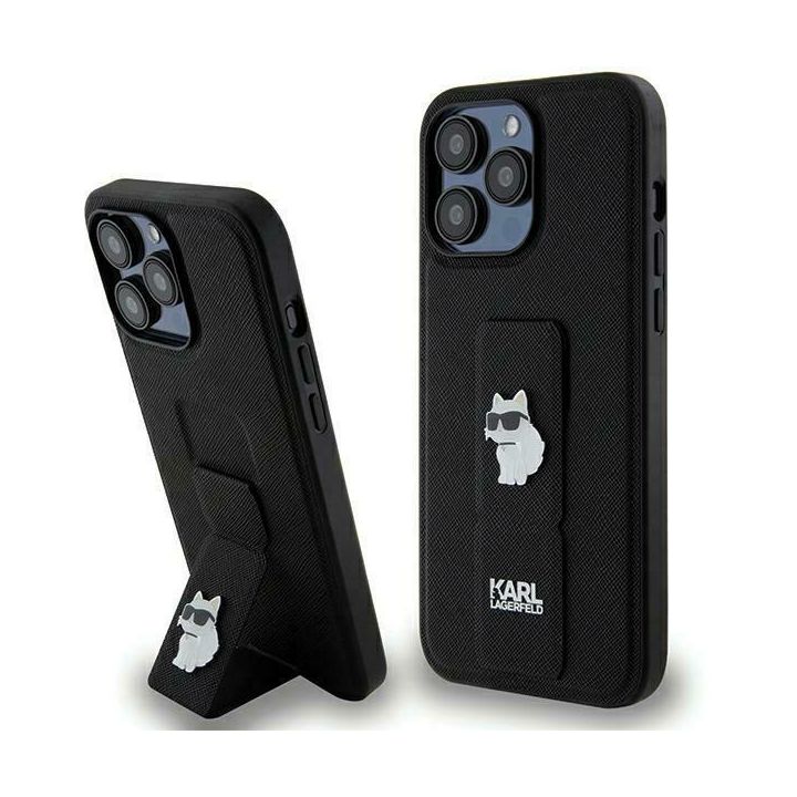 Karl Lagerfeld KLHCP13LGSACHPK iPhone 13 Pro / 13 6.1" czarny/black hardcase Gripstand Saffiano Choupette Pins na NearMe.pl