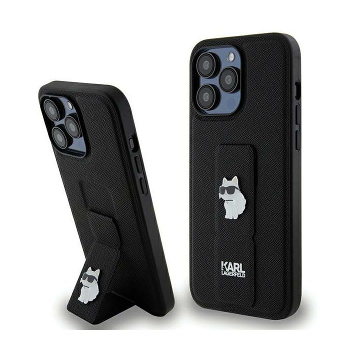Karl Lagerfeld KLHCP13XGSACHPK iPhone 13 Pro Max 6.7" czarny/black hardcase Gripstand Saffiano Choupette Pins na NearMe.pl