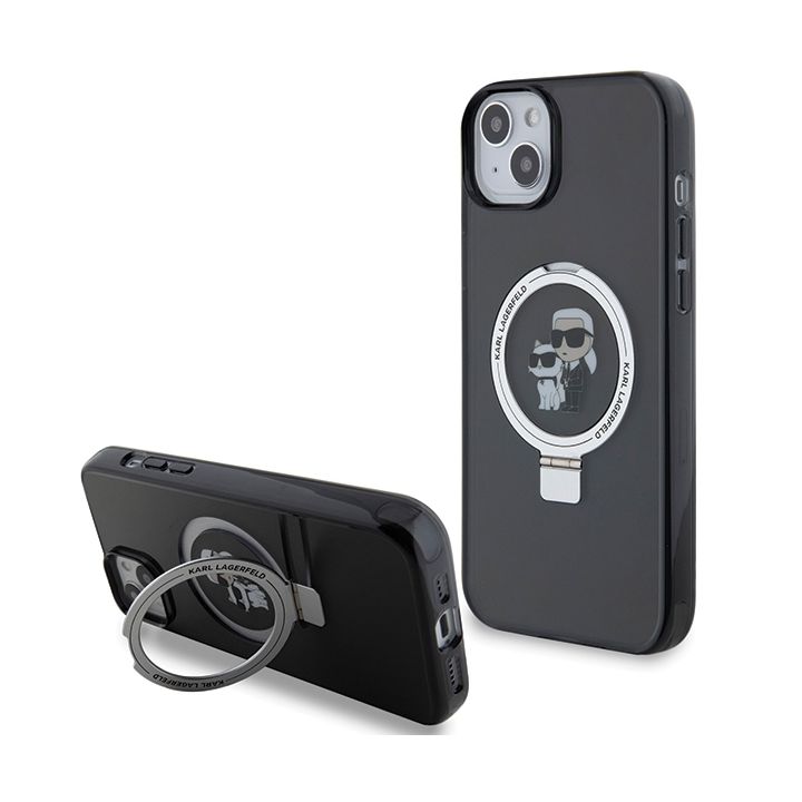 Karl Lagerfeld KLHMP14SHMRSKCK iPhone 14 / 15 / 13 6.1" czarny/black hardcase Ring Stand Karl&Choupettte MagSafe na NearMe.pl