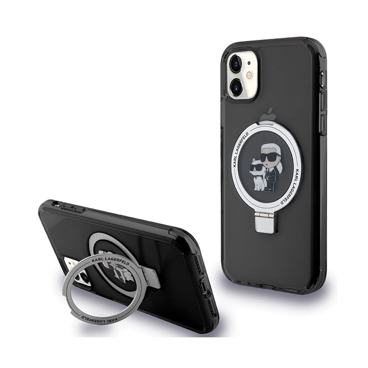 Karl Lagerfeld KLHMN61HMRSKCK iPhone 11 / Xr 6.1" czarny/black hardcase Ring Stand Karl&Choupettte MagSafe na NearMe.pl