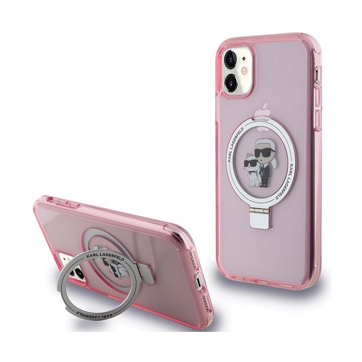 Karl Lagerfeld KLHMN61HMRSKCP iPhone 11 / Xr 6.1" różowy/pink hardcase Ring Stand Karl&Choupettte MagSafe na NearMe.pl
