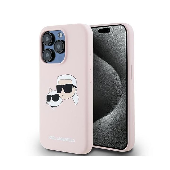 Karl Lagerfeld KLHMP15LSKCHPPLP iPhone 15 Pro 6.1" różowy/pink hardcase Silicone Karl & Choupette MagSafe na NearMe.pl