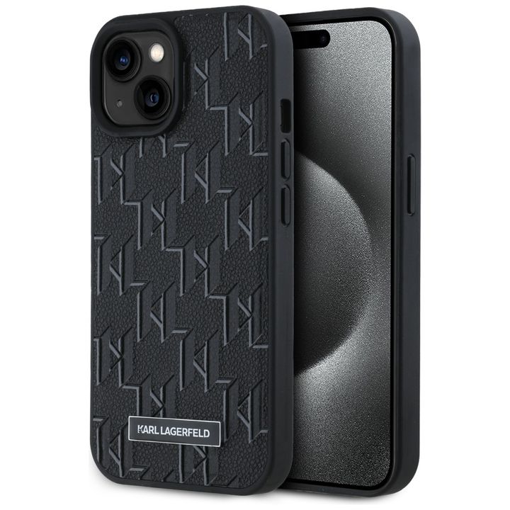 Karl Lagerfeld KLHMP15SPKHPORPK iPhone 15 / 14 / 13 6.1" hardcase czarny/black Leather Monogram Metal Logo MagSafe na NearMe.pl