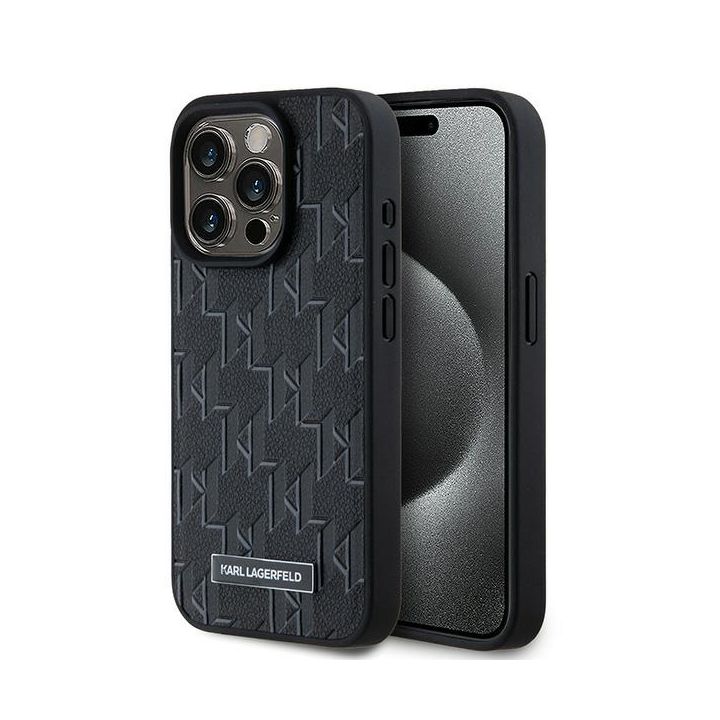 Karl Lagerfeld KLHMP15XPKHPORPK iPhone 15 Pro Max 6.7" hardcase czarny/black Leather Monogram Metal Logo MagSafe na NearMe.pl