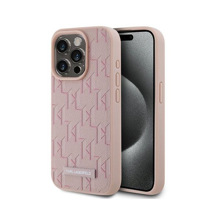 Karl Lagerfeld KLHMP15XPKHPORPP iPhone 15 Pro Max 6.7" hardcase różowy/pink Leather Monogram Metal Logo MagSafe na NearMe.pl