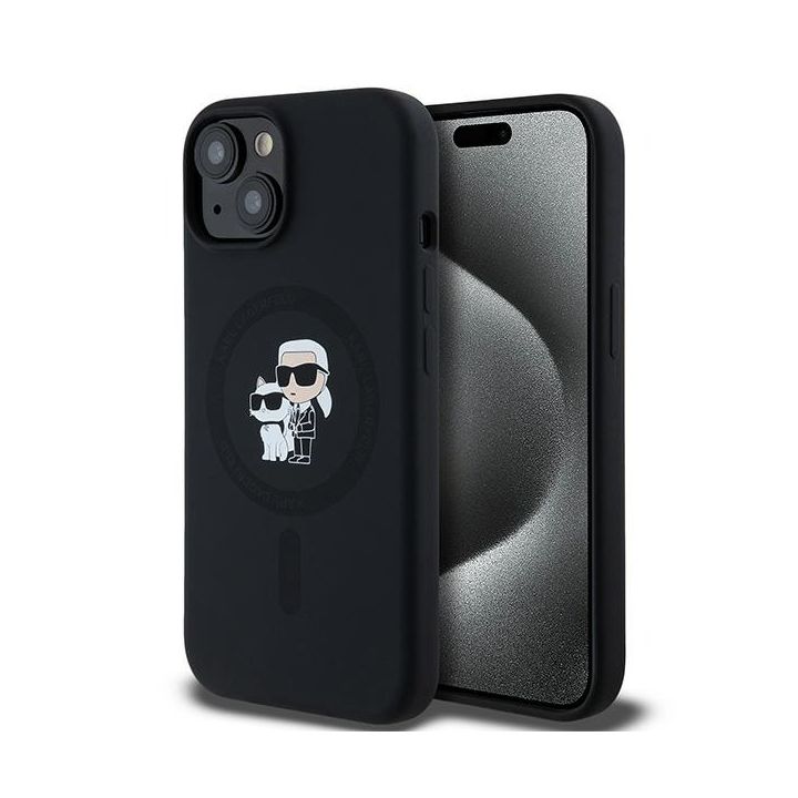 Karl Lagerfeld KLHMP15SSCMKCRHK iPhone 15 / 14 / 13 6.1" czarny/black hardcase Silicone Karl & Choupette MagSafe na NearMe.pl