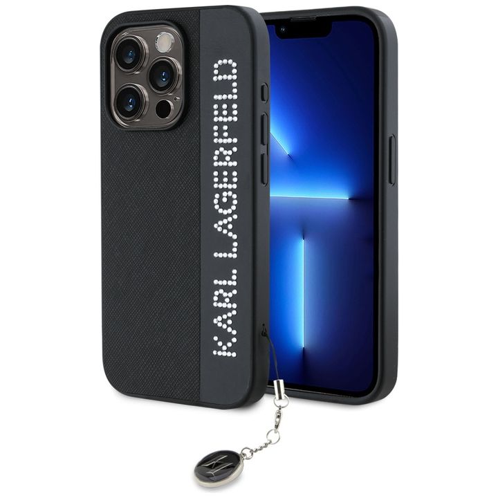 Karl Lagerfeld KLHCP15XPSAKDGCK iPhone 15 Pro Max 6.7" czarny/black hardcase Saffiano Rhinestones & Charm na NearMe.pl