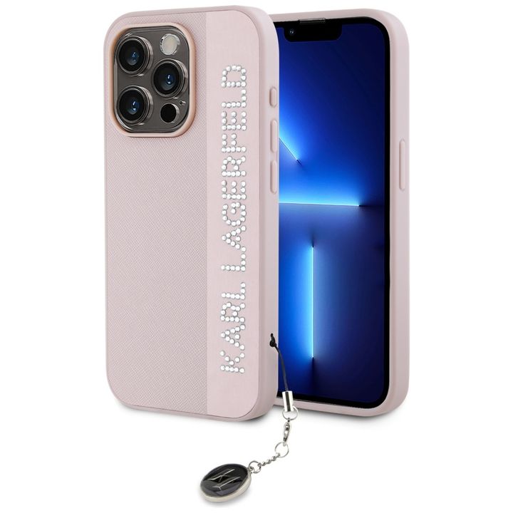 Karl Lagerfeld KLHCP15XPSAKDGCP iPhone 15 Pro Max 6.7" różowy/pink hardcase Saffiano Rhinestones & Charm na NearMe.pl