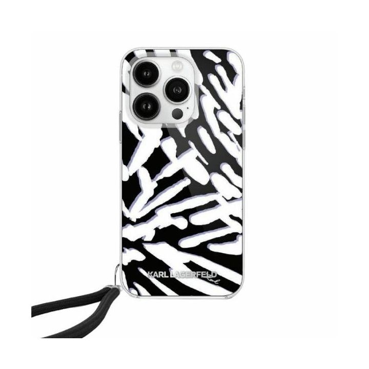 Karl Lagerfeld KLHCP15SHZBPKCCK iPhone 15 / 14 / 13 6.1" czarny/black hardcase IML Zebra Pattern & Cord na NearMe.pl