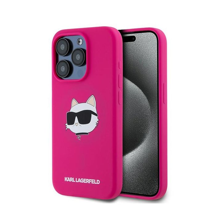 Karl Lagerfeld KLHMP15LSCHPPLF iPhone 15 Pro 6.1" różowy/fuschia hardcase Silicone Choupette Head MagSafe na NearMe.pl
