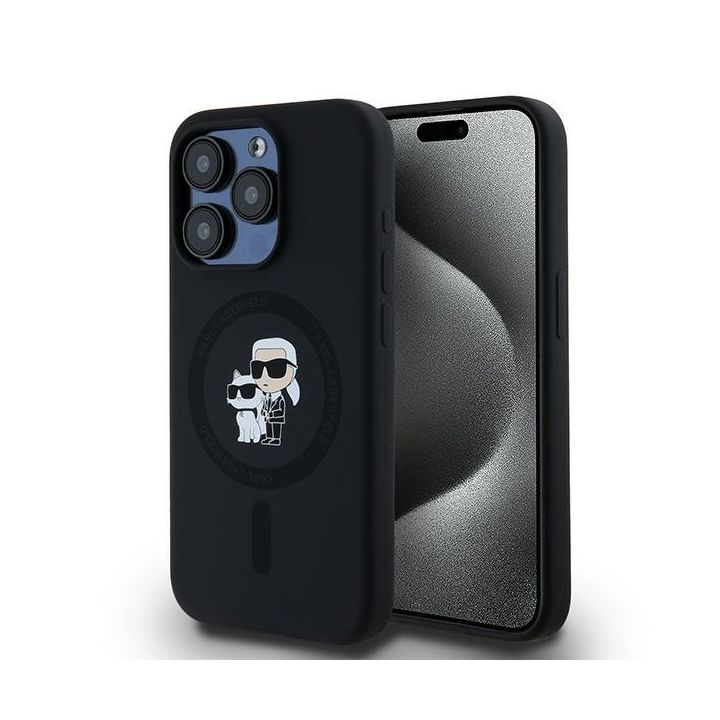 Karl Lagerfeld KLHMP15LSCMKCRHK iPhone 15 Pro 6.1" czarny/black hardcase Silicone Karl & Choupette MagSafe na NearMe.pl