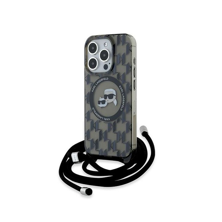 Karl Lagerfeld KLHMP15LHCKCKLCK iPhone 15 Pro 6.1" czarny/black hardcase IML Crossbody Monogram Karl & Choupette Head MagSafe na NearMe.pl