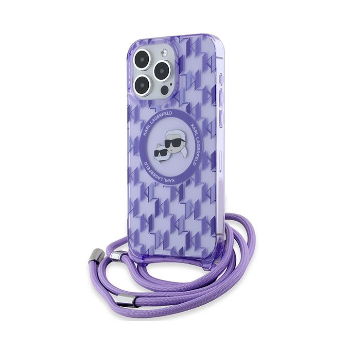 Karl Lagerfeld KLHMP15XHCKCKLCU iPhone 15 Pro Max 6.7" fioletowy/purple hardcase IML Crossbody Monogram Karl & Choupette Head MagSafe na NearMe.pl