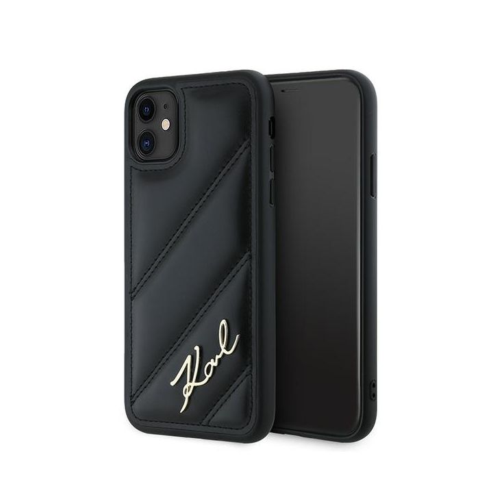 Karl Lagerfeld KLHCN61PQDSMGK iPhone 11 / Xr 6.1" czarny/black hardcase Diagonal Quilted Script na NearMe.pl
