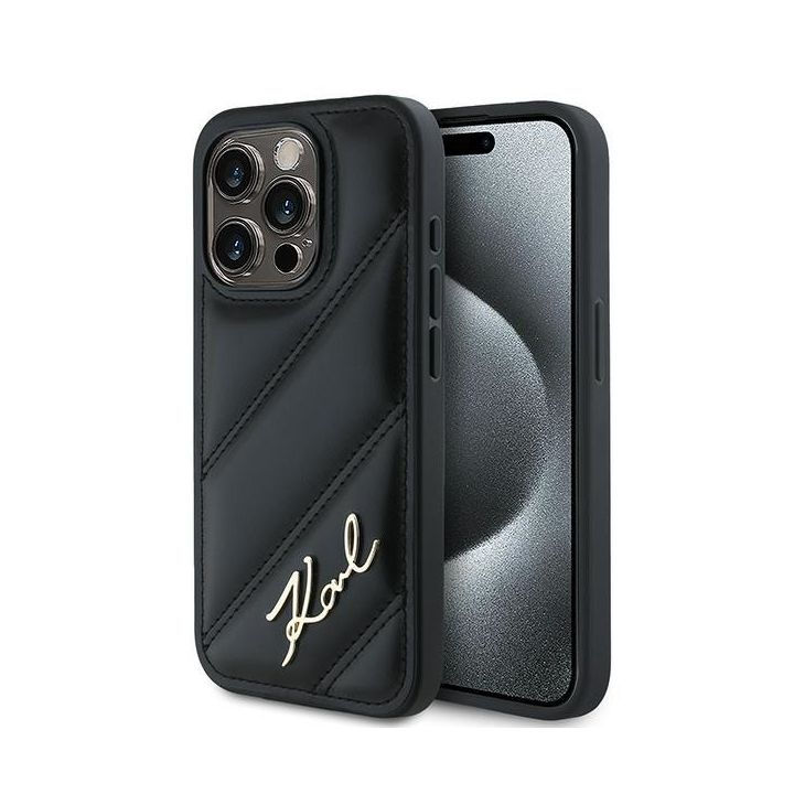 Karl Lagerfeld KLHCP15XPQDSMGK iPhone 15 Pro Max 6.7" czarny/black hardcase Diagonal Quilted Script na NearMe.pl
