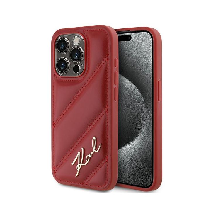 Karl Lagerfeld KLHCP15XPQDSMGR iPhone 15 Pro Max 6.7" czerwony/red hardcase Diagonal Quilted Script na NearMe.pl