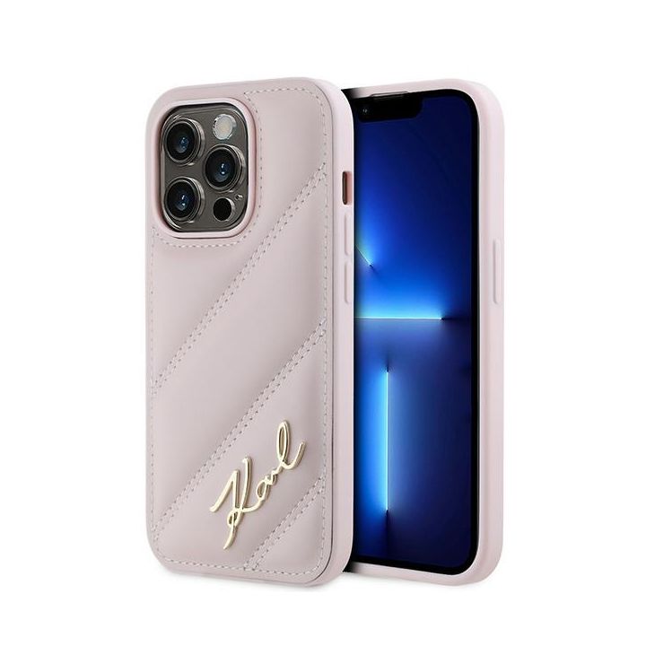 Karl Lagerfeld KLHCP14XPQDSMGP iPhone 14 Pro Max 6.7" różowy/pink hardcase Diagonal Quilted Script na NearMe.pl