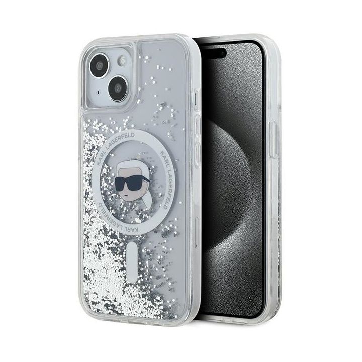 Karl Lagerfeld KLHMP15SLGKISGH iPhone15 / 14 / 13 6.1" hardcase transparent Liquid Glitter Karl Head Magsafe na NearMe.pl