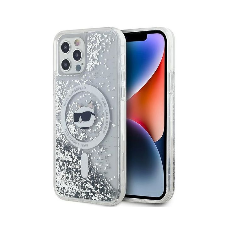 Karl Lagerfeld KLHMP12MLGCHSGH iPhone 12/12 Pro 6.1" hardcase transparent Liquid Glitter Choupette Head Magsafe na NearMe.pl