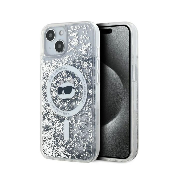 Karl Lagerfeld KLHMP14SLGCHSGH iPhone 14 / 15 / 13 6.1" hardcase transparent Liquid Glitter Choupette Head Magsafe na NearMe.pl