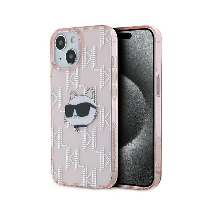 Karl Lagerfeld KLHCP14SHKLPCHP iPhone 14 / 15 / 13 6.1" różowy/pink hardcase IML Choupette Head & Monogram na NearMe.pl