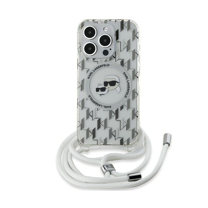 Karl Lagerfeld KLHMP15XHCKCKLCT iPhone 15 Pro Max 6.7" transparent hardcase IML Crossbody Monogram Karl & Choupette Head MagSafe na NearMe.pl