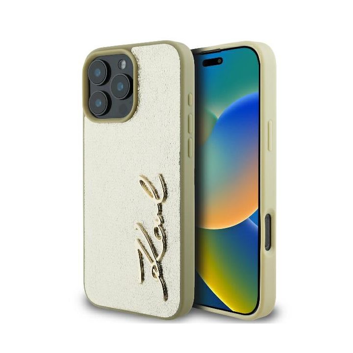 Karl Lagerfeld KLHCP16LPFMFBKMD iPhone 16 Pro 6.3" złoty/gold hardcase Metal Signature na NearMe.pl