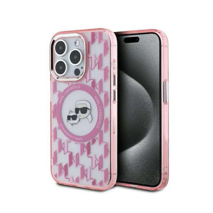 Karl Lagerfeld KLHMP15LHMCKMHP iPhone 15Pro 6.1" różowy/pink IML Monogram Karl&Choupette Head MagSafe na NearMe.pl