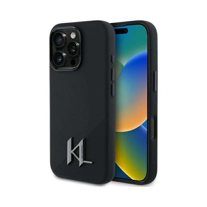 Karl Lagerfeld KLHMP16LSCMKMPCK iPhone 16 Pro 6.3" czarny/black hardcase Silicone Shadow Metal Initial MagSafe na NearMe.pl