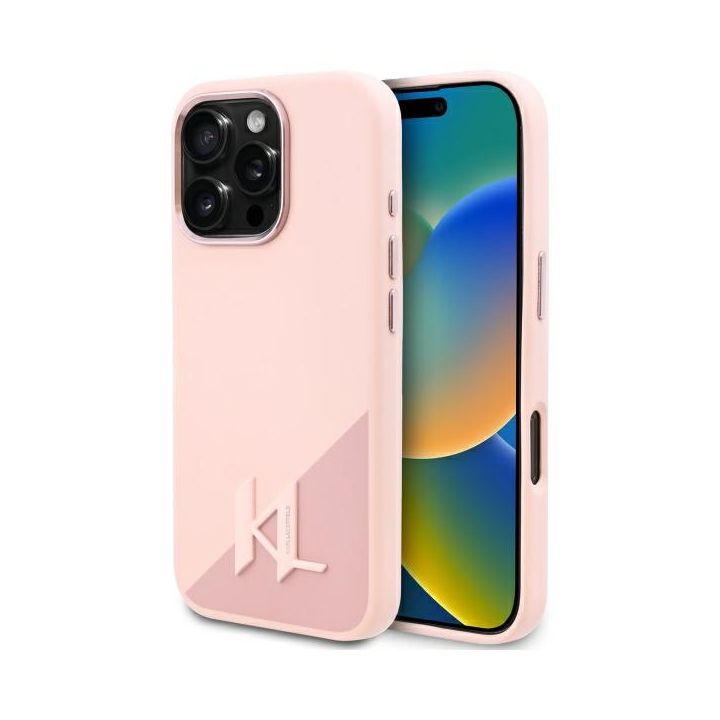 Karl Lagerfeld KLHMP16XSCMKMPCP iPhone 16 Pro Max 6.9" różowy/pink hardcase Silicone Shadow Metal Initial MagSafe na NearMe.pl