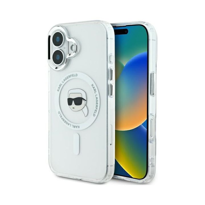 Karl Lagerfeld KLHMP16SHLSKIH iPhone 6.1" biały/white hardcase IML Metal Karl Head MagSafe na NearMe.pl